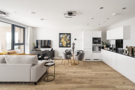 Regency Heights 2 Bedroom Show Apartment Living Area Kitchen v3
